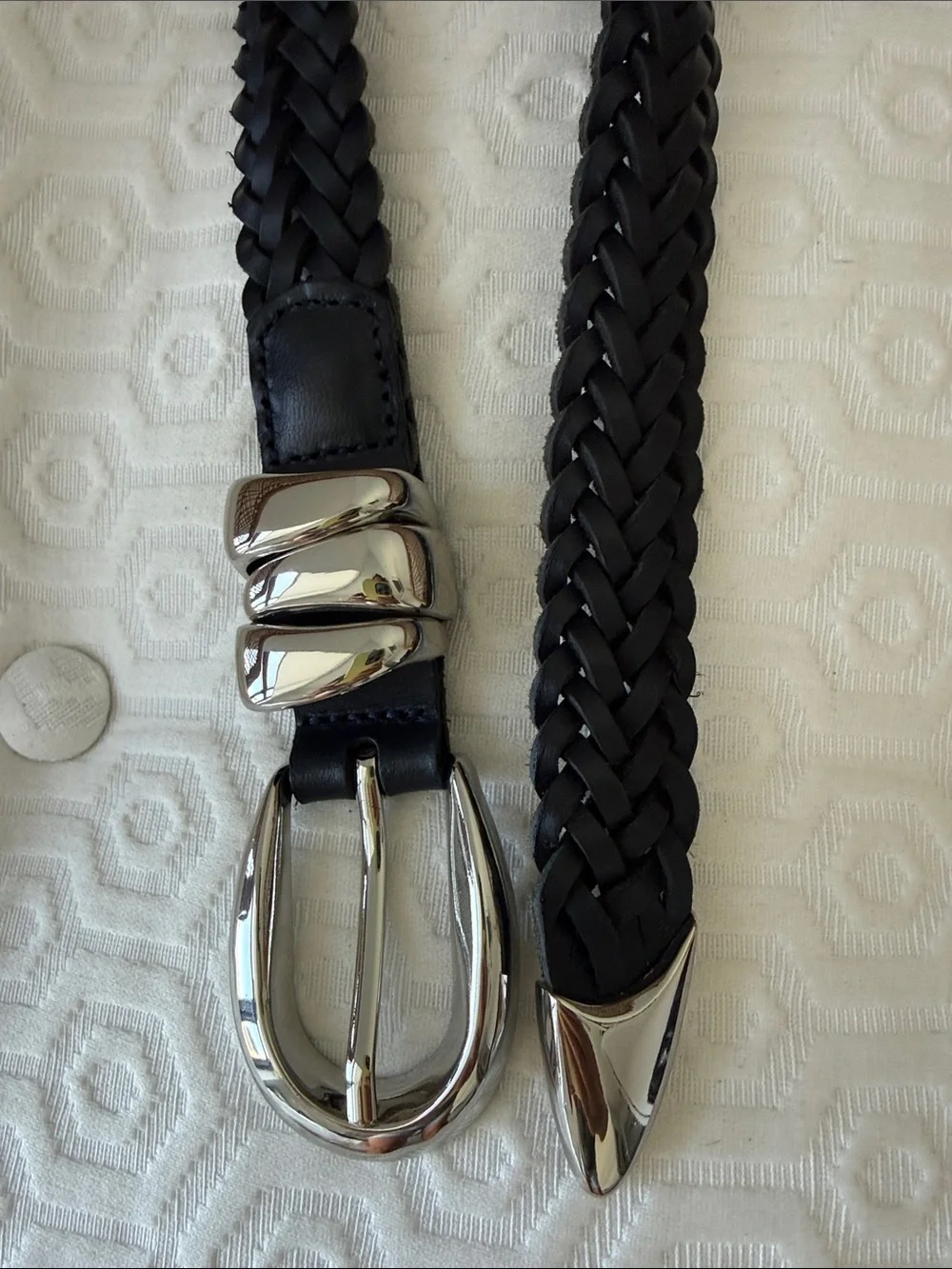 Madewell Deep Indigo Triple Leather Keeper Belt with Polished Silver Buckle